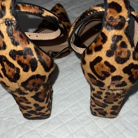 Antonio Melani animal print calf hair pointed toe block heel ankle strap shoes 8 - Picture 6 of 10
